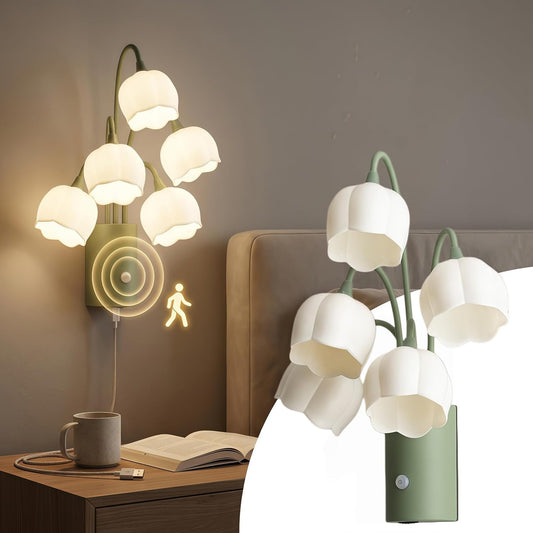Lily of the Valley Motion Sensor Wall Sconce LED Cordless Flower Wall Lamps