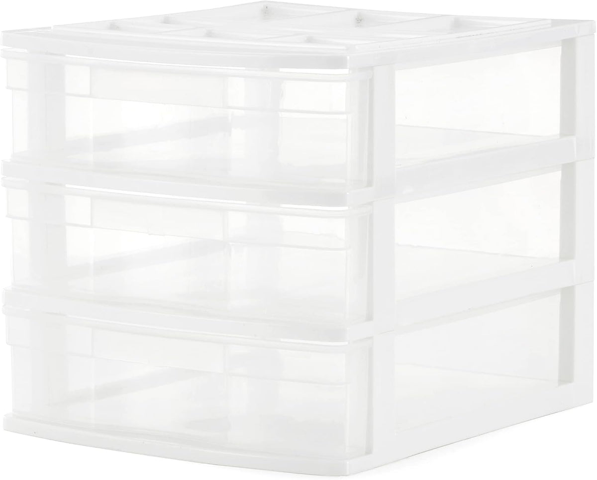 Gracious Living 3-Drawer Desktop & Countertop Organizer, White/Clear