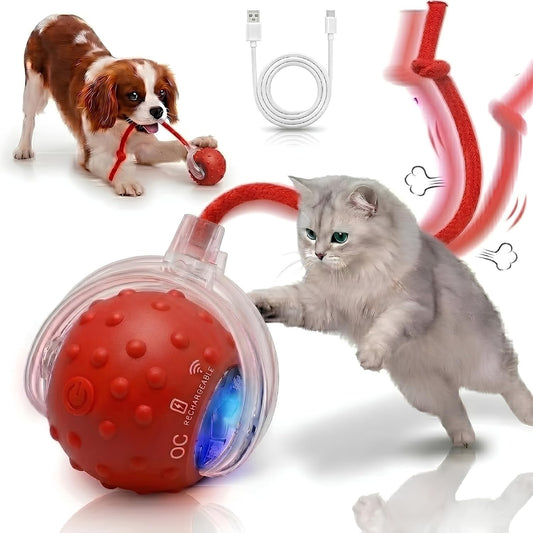 Smart Interactive Cat Toy Ball - Automatic Rolling Robotic Chase Toy [Red]
