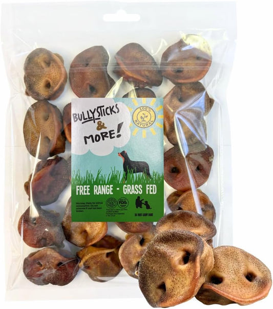 BULLYSTICKS & MORE Pork Snout for Dogs (15 Count) - Pig Snout Dog Chews -No Hide Chews for Dogs