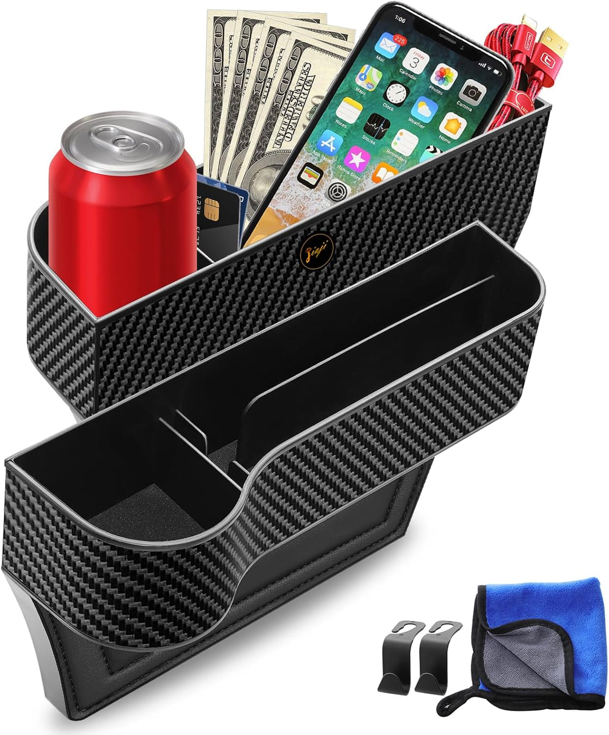 Car Seat Gap Filler Organizer, 2 Pack Car Console Organizer with Cup Holder