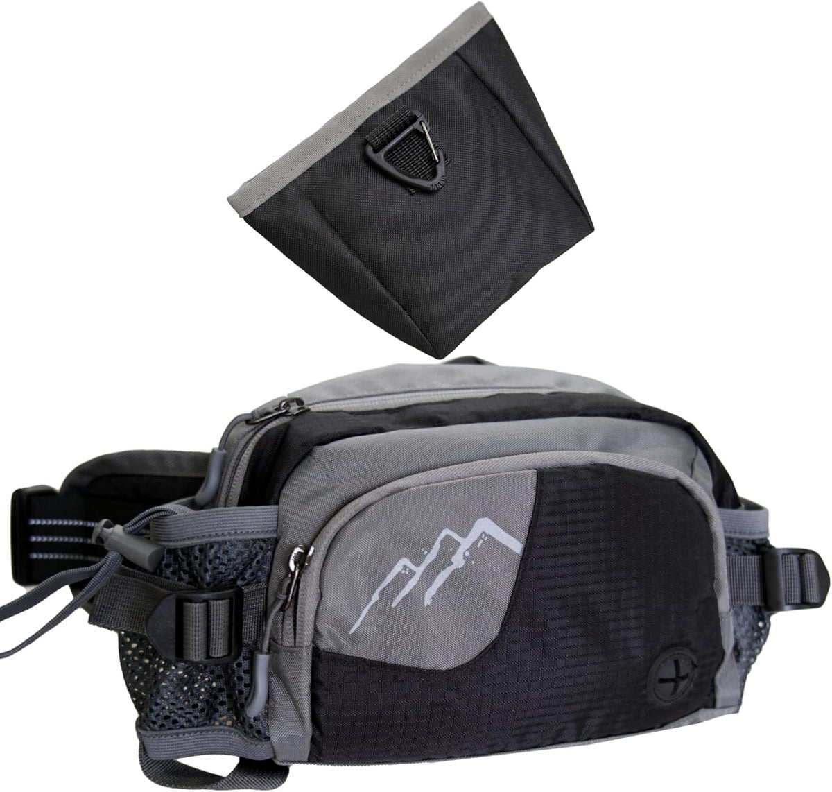 Dog Walking Fanny Pack with Removable Treat Pouch & 2 Retractable 300Ml Water Bottle Holders, No Spill Magenetic Clasp - Hands-Free Pouches Training Waist Bag for Dog Owners, Poop Bag Dispenser