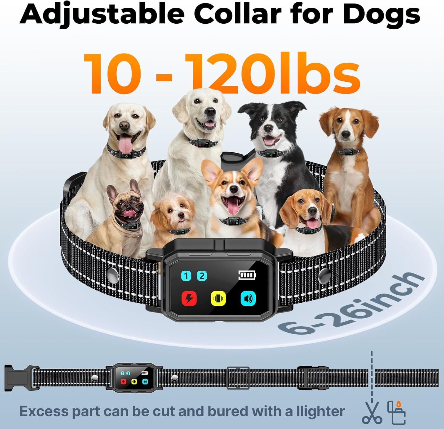 AI Dog Shock Collar 2 Dogs (10-120Lbs) - 3300FT Dog Training Collar with Remote, IPX7 Waterproof Collar with Beep, Vibration, Safe Shock for Large Medium Small Dogs, Keypad Lock and Flashing Light