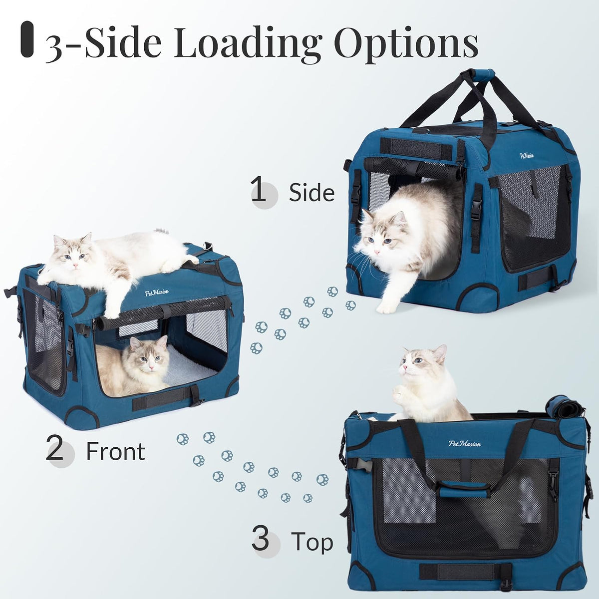 Extra Large Cat Carrier for 2 Cats, Collapsible Soft Sided Pet XL Crate for Large Mudium Big Cat 20Lbs+, Car Travel Portable Bag for Long Trips Ride 24"X16.5"X16.5"