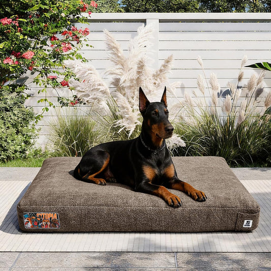 Sytopia 42 Inch Indestructible Dog Bed for Aggressive Chewers, Chew Proof Durable Waterproof Pet Crate Pad with Machine Washable Removable Cover, Great for Indoor, Outdoor, Crate, Patio Use, Brown