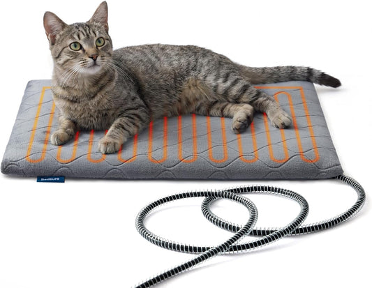 Bedsure Heated Cat Bed, Outdoor Heating Pad for Cats, 19.7"X15.7", Grey