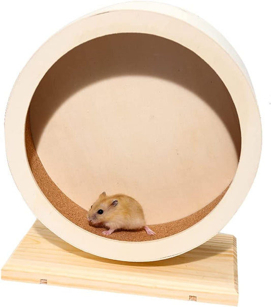 Antiai Hamster Wooden Silent Wheel, Small Animal Exercise Wheel Accessories, Quiet Spinner Hamster Running Wheels Prevent Depression Toys for Hamsters, Gerbils, Mice and Other Small Pets (S)