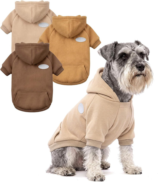 3 Pack Dog Hoodie Sweaters Winter Dogs Sweatshirt for Small Medium Large Dogs with Pockets Hood Warm Dogs Clothes for Male Female Girl Boy Sporty Daily Wear