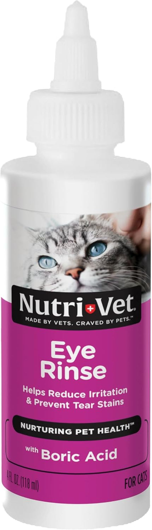 Nutri-Vet Cat Eye Wash, Tear Stain Remover for Cats, Pet Eye Rinse, 4Oz