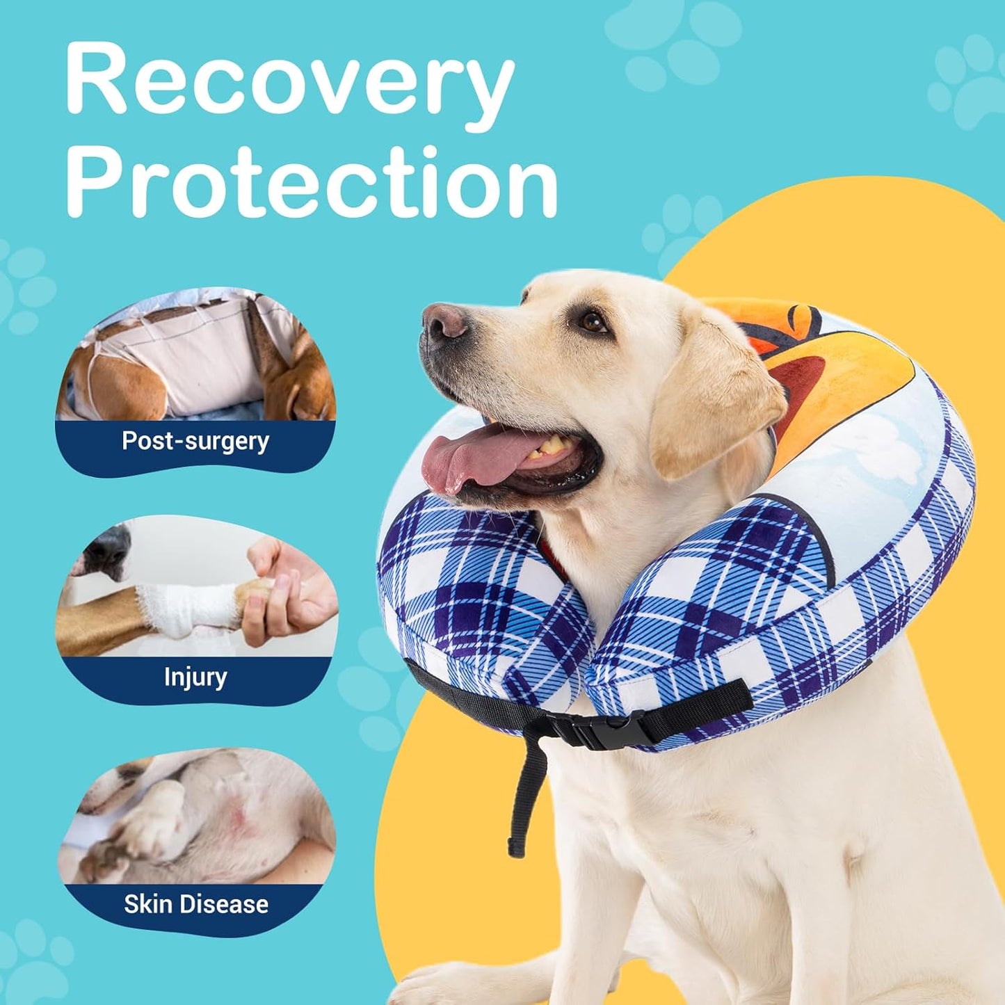 Avont Inflatable Dog Cone Collar after Surgery, Soft Dog Donut Collar to Stop Licking, E Collar Cone Alternative for Small Medium Large Dogs -Cowboy(S)