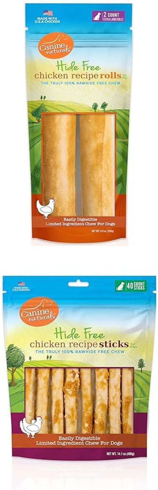 Canine Naturals Chicken Recipe Chew-Rawhide Free Dog Treats-Made from USA Raised Chicken- All-N Chicken Recipe Chew-Rawhide Free Dog Treats - Made from USA Raised Chicken - All-N