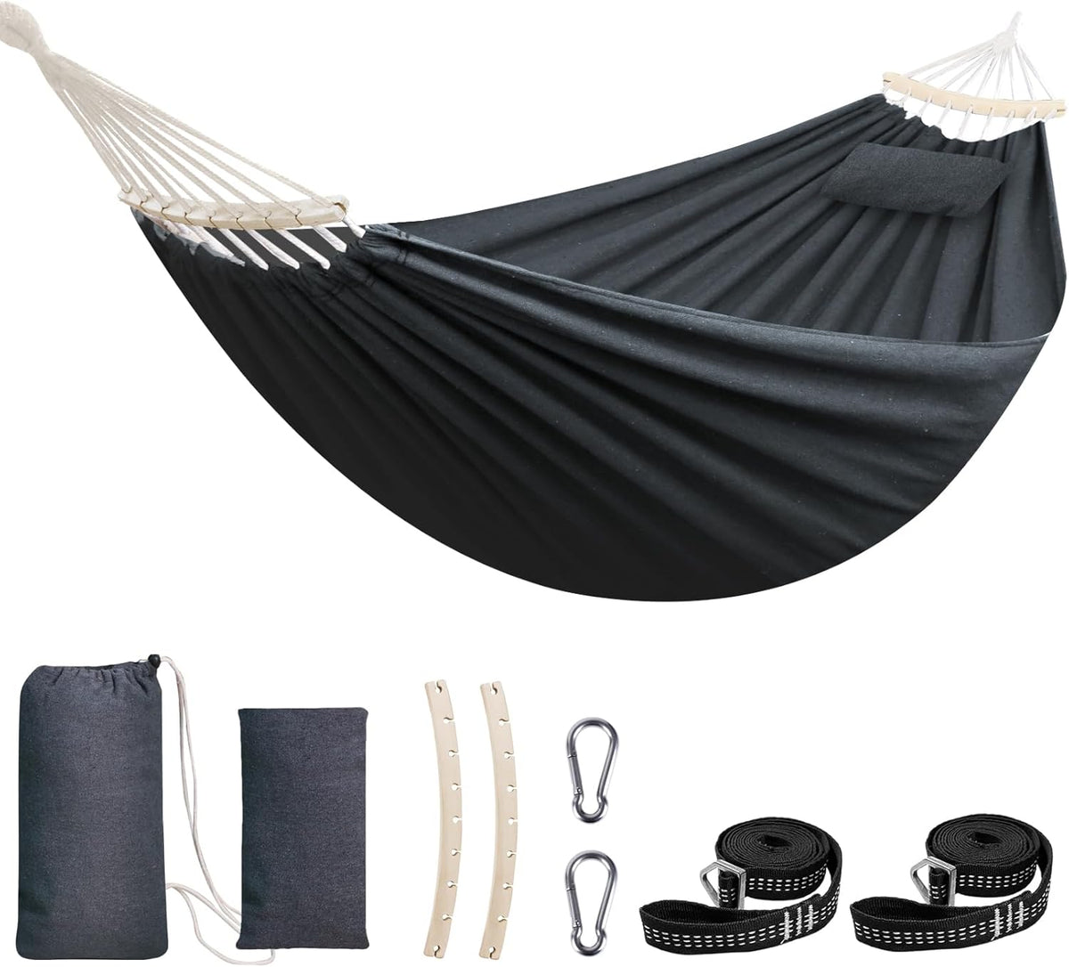 Chihee Cotton Blend Hammock 106 X 59 in 660 Lb Detachable Spreader Bars