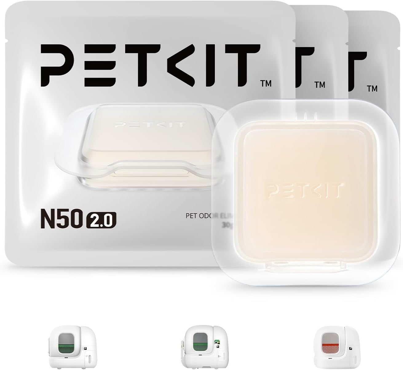 PETKIT N50 Odor Eliminator 2.0 Exclusive for Puramax and Puramax 2 Self-Cleaning Cat Litter Box, Automatic Cat Toilet Box Smell Control Remover (Pack of 3)