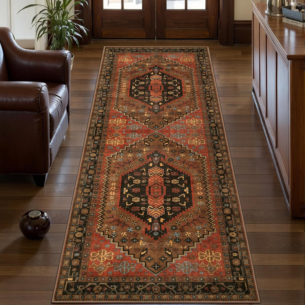 Ciicool Washable Non Slip Runner Rug,2X6Ft Vintage Hallway Kitchen Rugs