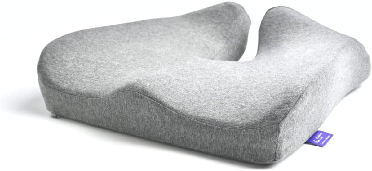 C CUSHION LAB Patented Pressure Relief Seat Cushion for Long Sitting Hours on Office/Home Chair, Car, Wheelchair - Extra-Dense Memory Foam for Hip, Tailbone, Coccyx, Sciatica - Light Grey