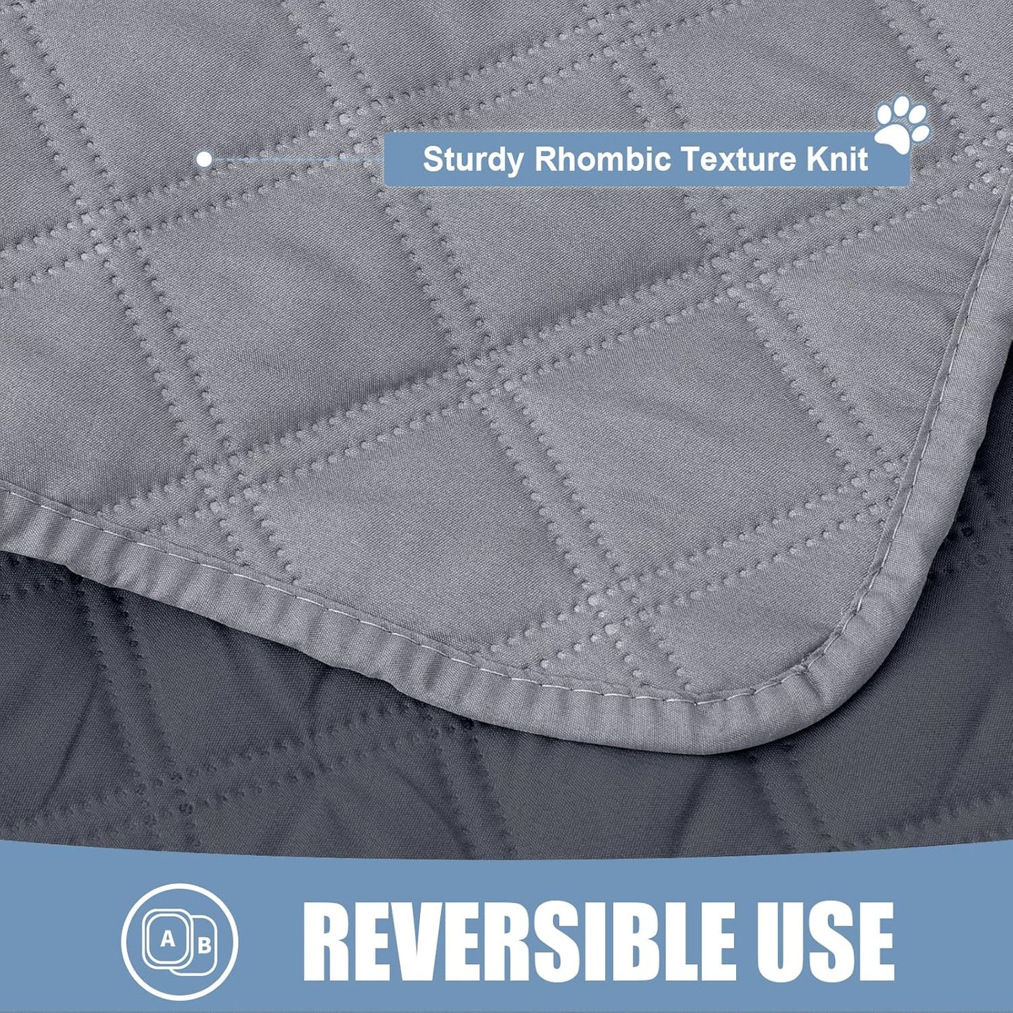 Smiry Waterproof Couch Covers for Dogs Washable, Reversible Pet Couch Covers for 3 Cushion Sofa Pet Friendly, Soft Sofa Furniture Protector for Dogs Cat Kids, Checkered (30"X70", Grey/Dark Grey)