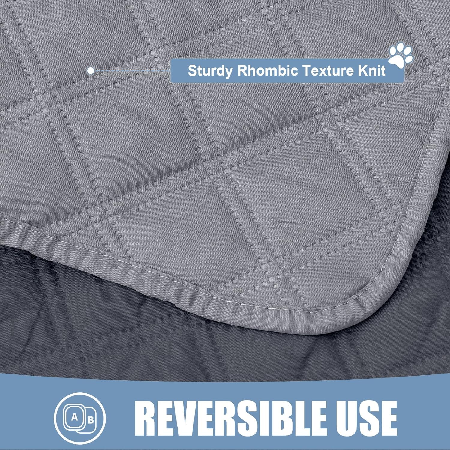Smiry Waterproof Couch Covers for Dogs Washable, Reversible Pet Couch Covers for 3 Cushion Sofa Pet Friendly, Soft Sofa Furniture Protector for Dogs Cat Kids, Checkered (30"X70", Grey/Dark Grey)
