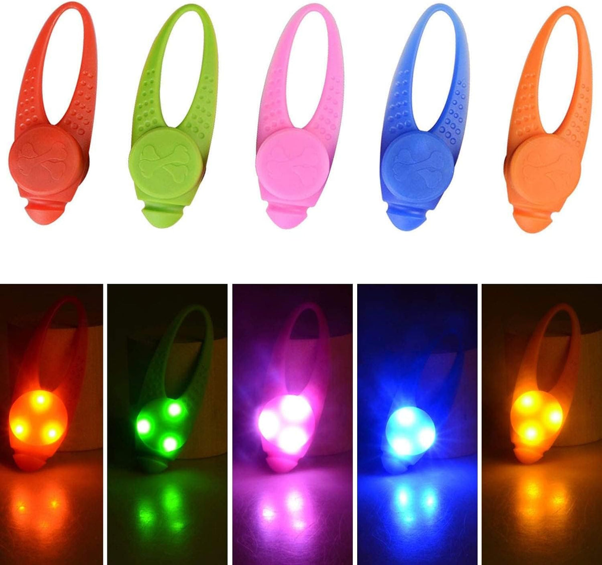 5-Pack LED Light up Dog Collar Light, Waterproof Cat Pet Safety Lights