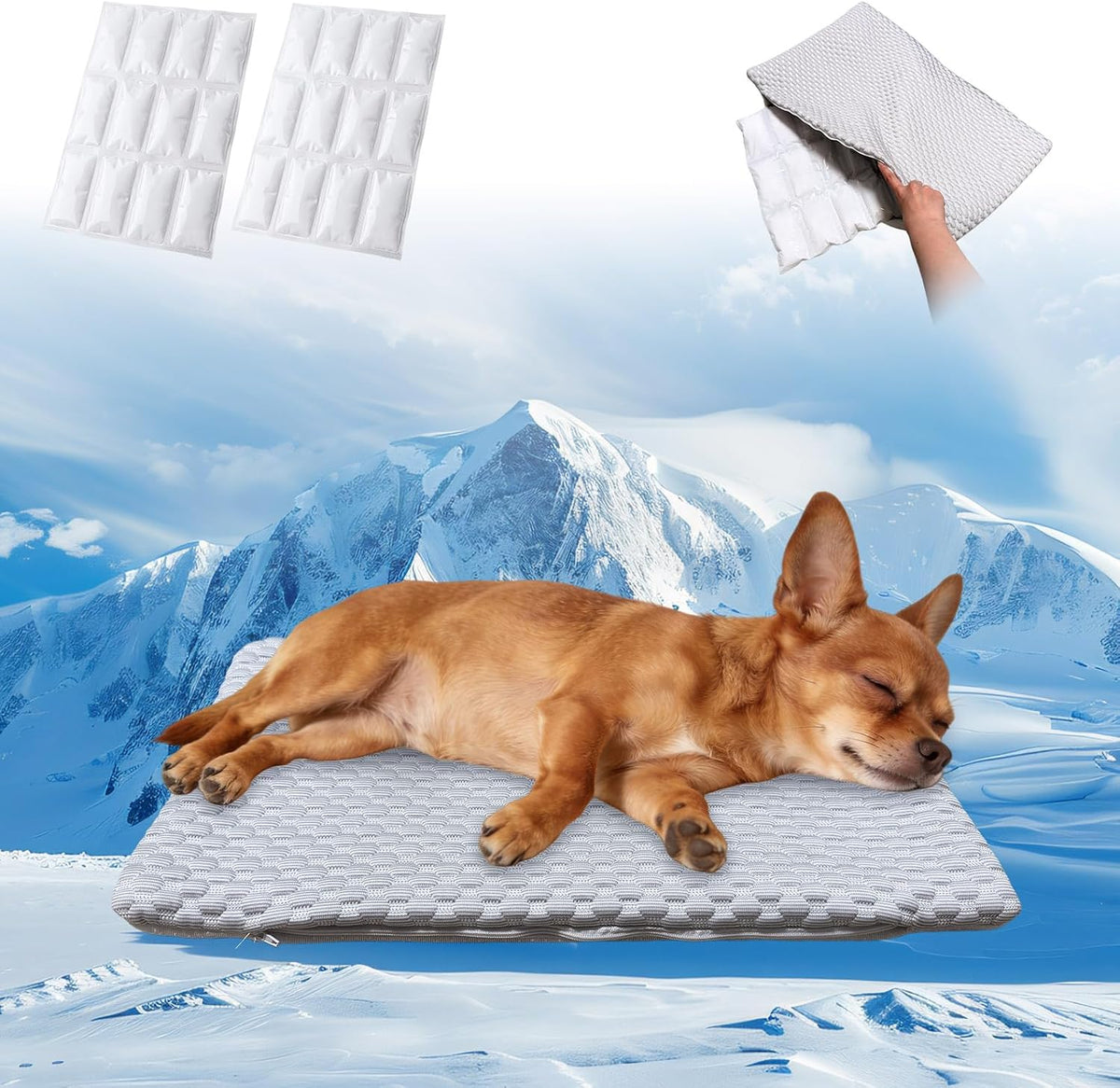 2-In-1 Cooling Pet Mat & Crate Pad for under 8Lbs Cats, 20"X12", S