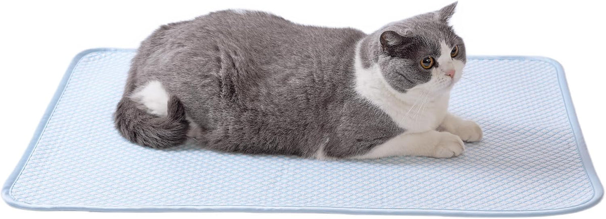 Petfelix Frostease Dog Cooling Mat, Cooling Dog Bed and Cooling Pad for Dog and Cat with Qmax 0.4 Yarn, Breathable 3D Airflow Layers, Machine Washable Non Slip Base for Pets, Blue, S, 20''*16''