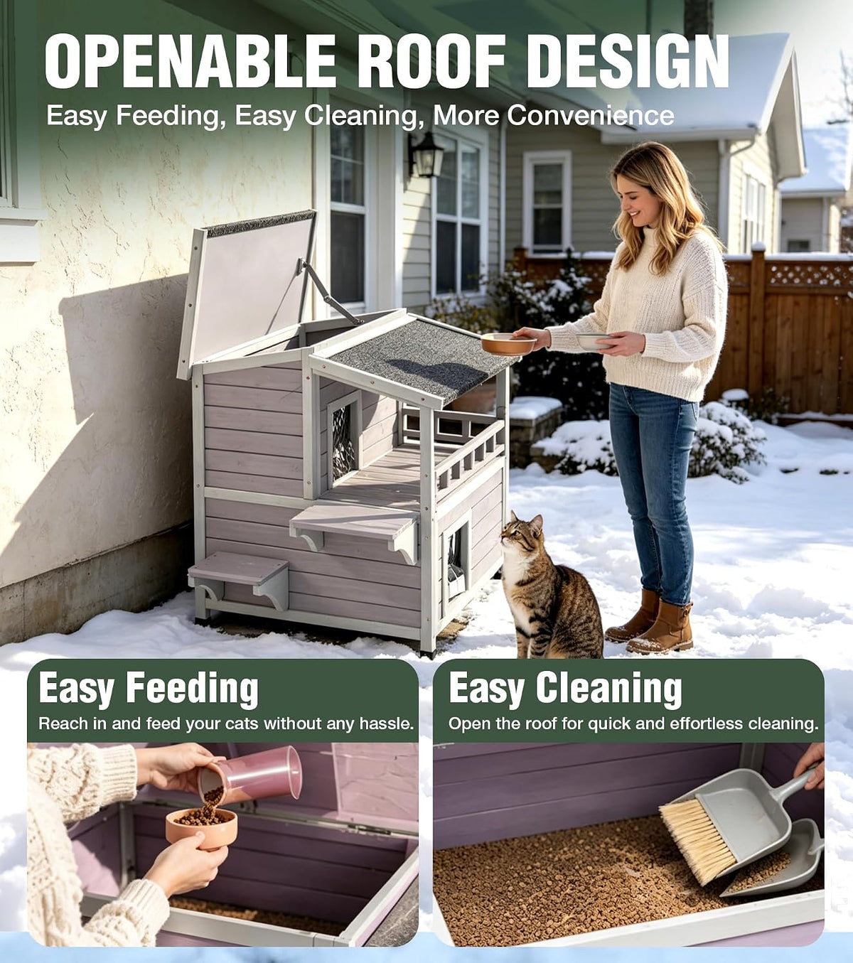 GUTINNEEN Large 2 Story Heated Cat House for outside Weatherproof