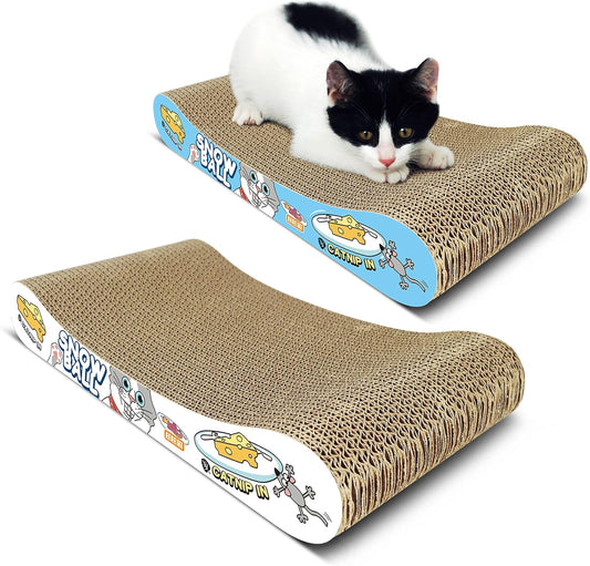 TTCAT Cat Scratching Pad, 2 Pack Corrugated Cat Scratcher Cardboard, Bone Type Durable Cat Scratching Board Reversible for Furniture Protection.