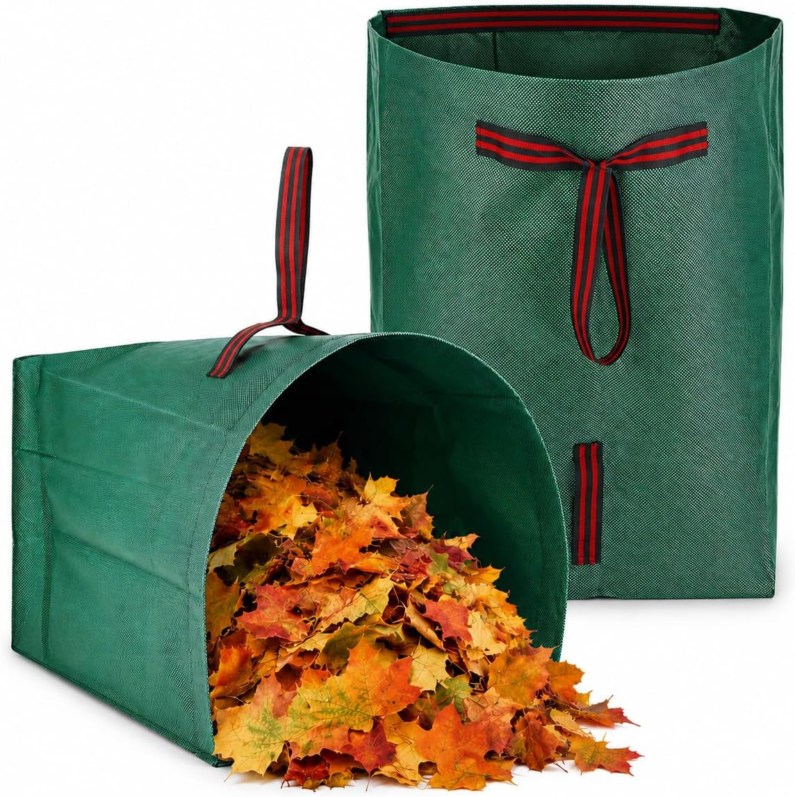 2 Pack 53 Gallon Reusable Yard Waste Bags, Dustpan-Type Leaf Collector Bag, Collapsible Heavy Duty Leaf Bags, Standable Garden Waste Bags for Collecting Leaves, Lawn Grass, Clippings and Branches