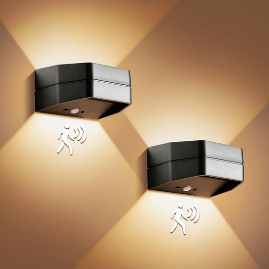 B-Right Motion Sensor Wall Lights, 2 Pack Rechargeable Battery Operated Wall Sconce LED Wall Lights Indoor Brightness Adjustable, Wall Lamp with Remote Control for Bedroom, Stairs, Hallway