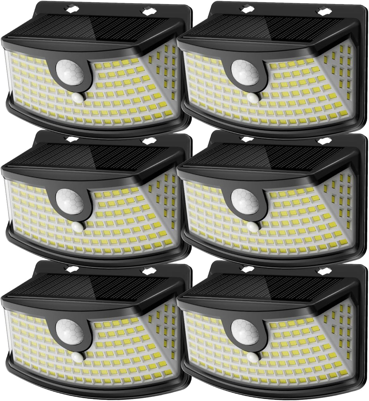 Aootek Solar Motion Sensor Lights Outdoor 120 Leds, Black, 6 Pack