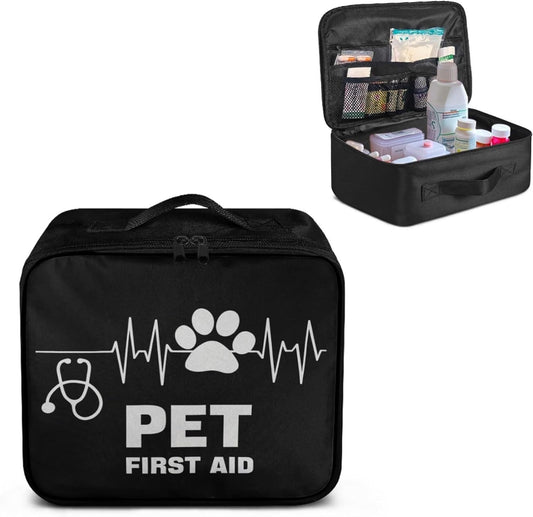Pet First Aid Bag Empty Travel Rescue Pouch Medical Bags First Responder Storage Compact Medicine Bag for Car Home Office Kitchen Outdoor