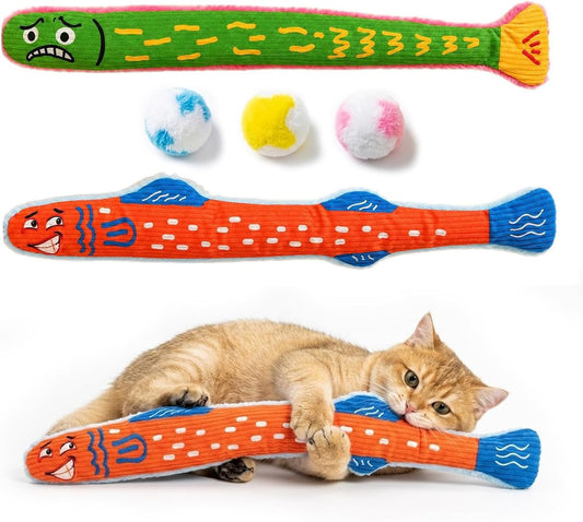 Kingtree Cat Kicker Toys 5-Pack, Catnip Toy Pillows & Plush Balls for Cats