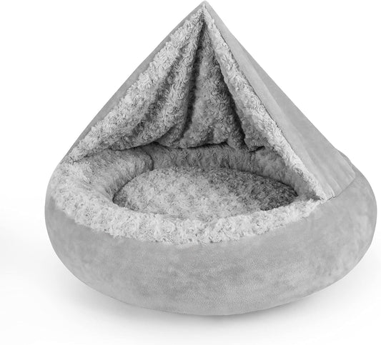 JOEJOY Dog Beds for Small Medium Dogs, Cozy Cuddler Luxury Puppy Pet Bed with Blanket Attached, Donut round Calming Anti-Anxiety Dog Burrow Cave Bed - Anti-Slip Bottom and Machine Washable 26 Inch