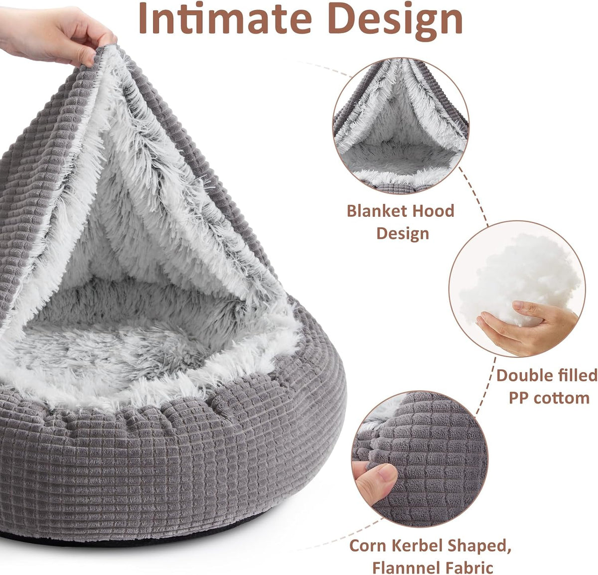 MIXJOY Small Dog Bed Cat Bed with Blanket Attached Donut Washable, 23In