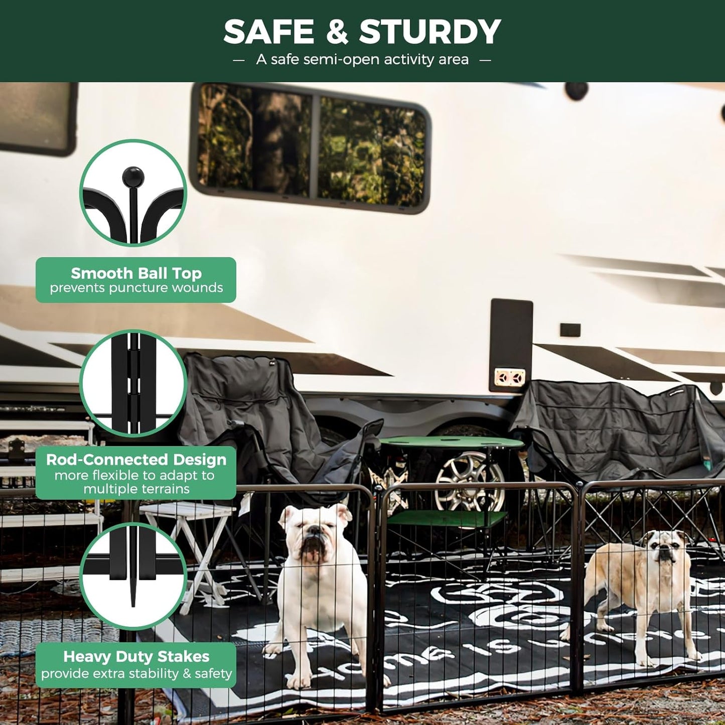 FXW Rollick Unleashed Dog Playpen for Indoor, Yard, RV Camping, 24 Inch 16 Panels for Small and Puppy Dogs, Black│Patented