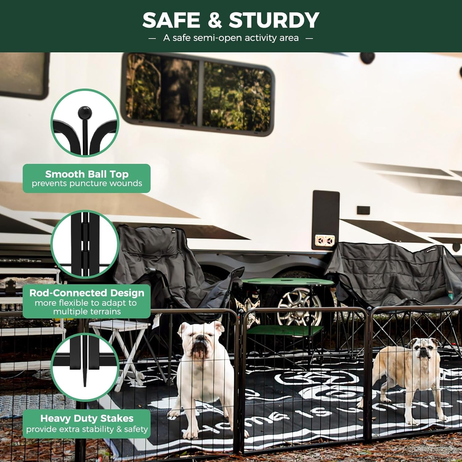 FXW Rollick Unleashed Dog Playpen for Indoor, Yard, RV Camping, 24 Inch 16 Panels for Small and Puppy Dogs, Black│Patented
