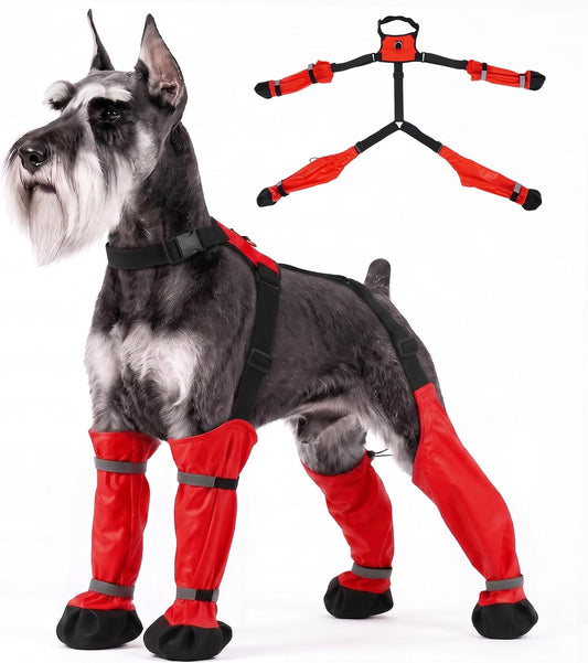 Dog Suspender Boots, Waterproof Dog Rain Boots Paw Protector Shoes