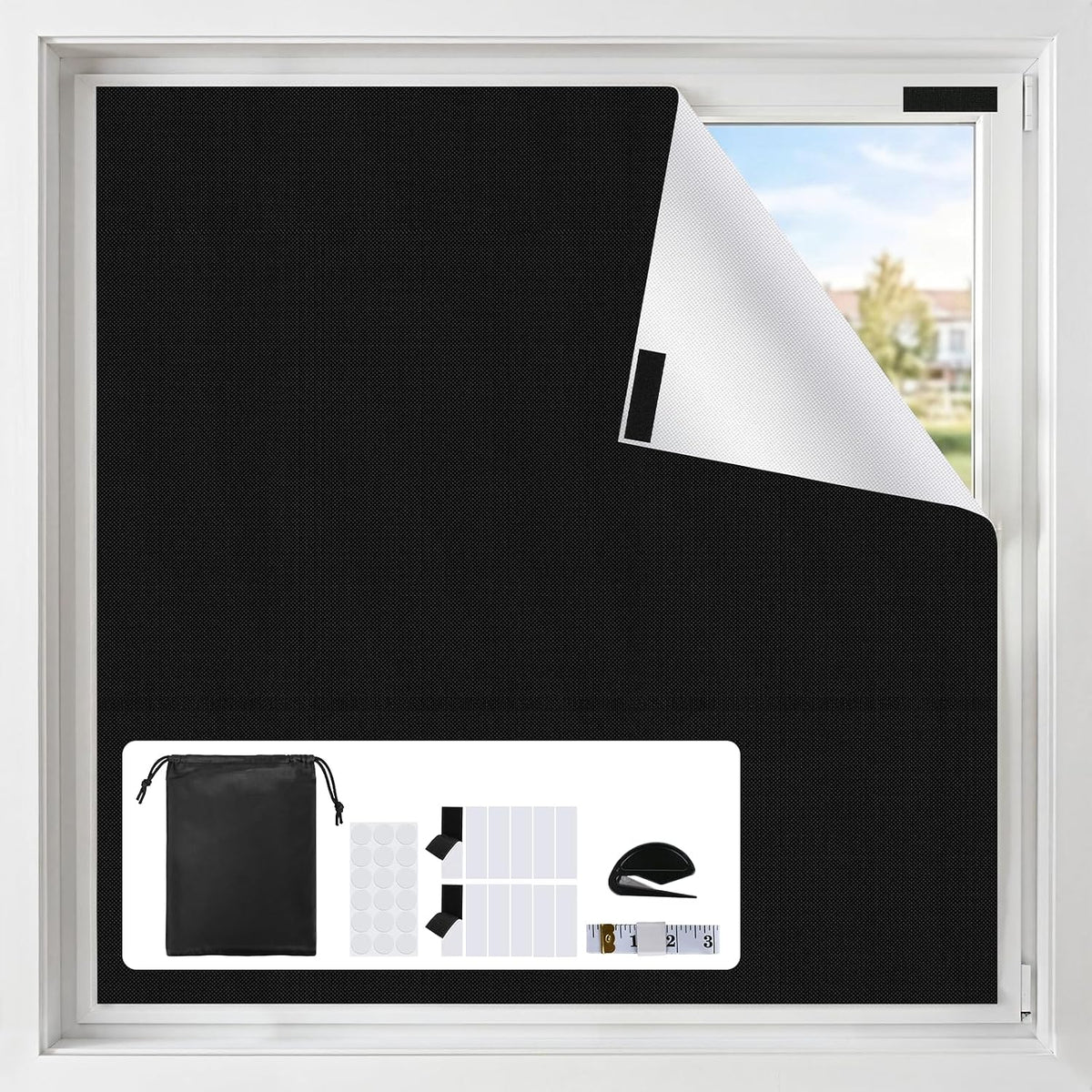 Serlmwnt 100% Blackout Curtains Bedroom No Drill DIY Curtains 57"W X 118"H