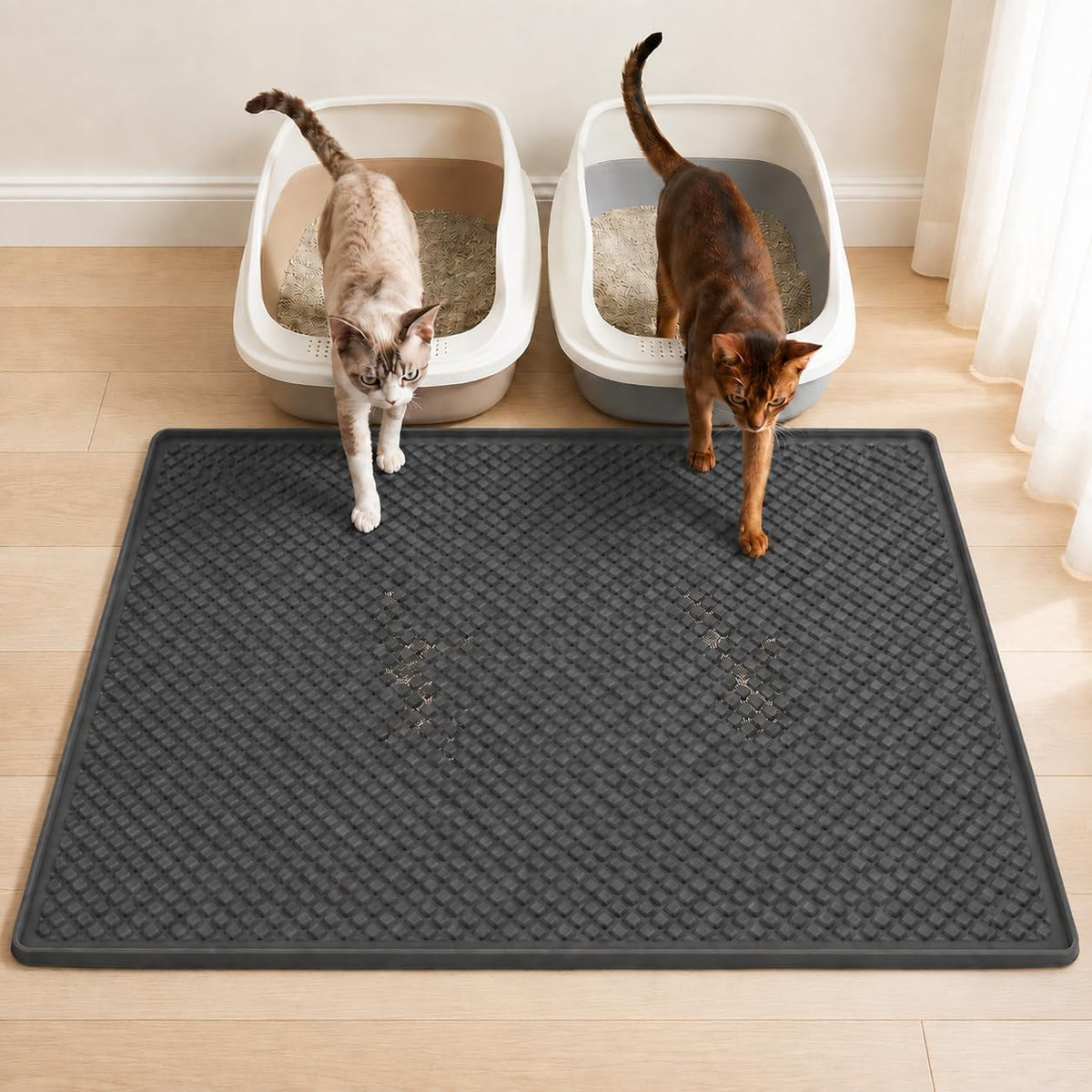 Large Silicone Cat Litter Box Mat, 40" X 28" Litter Trapping Mat for Cats