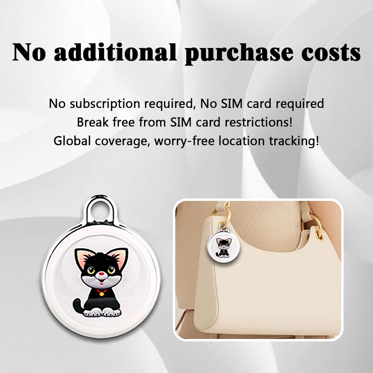 GPS Tracker for Dogs, Mini Cat Tracker, Smart Pet Tracker, Real-Time Tracking & Anti-Lost Alerts, No Monthly Fee, No SIM Card, Waterproof & Drop-Proof, 730-Day Battery Life, Works with Ios & Android