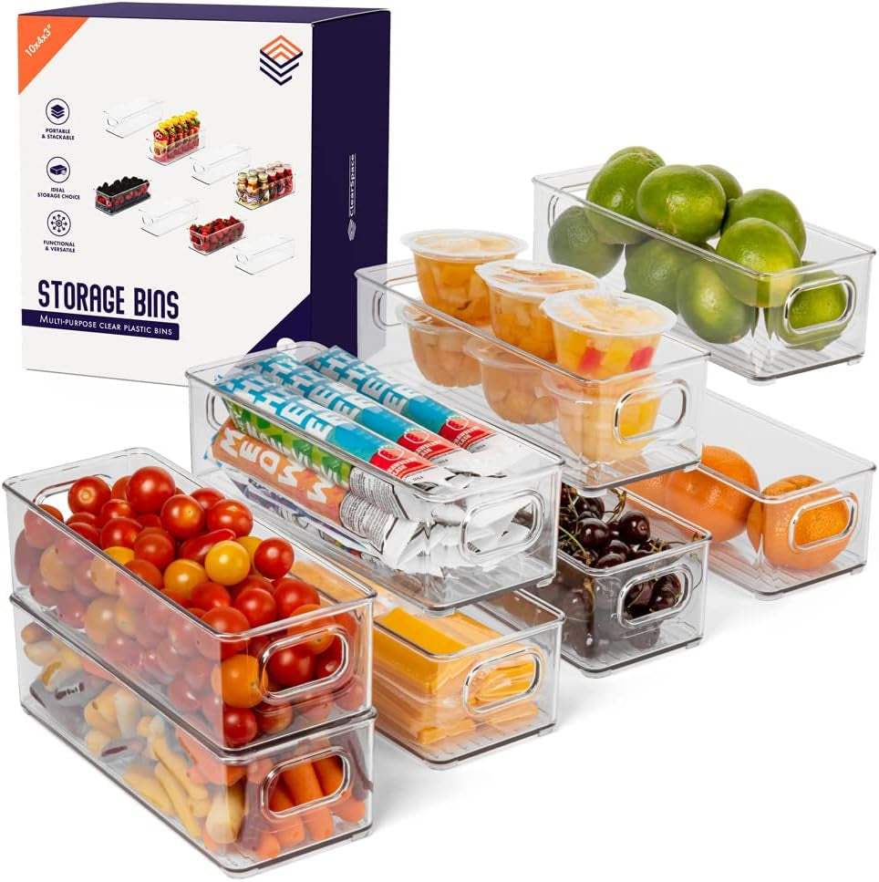Clearspace Plastic Pantry Organization and Food Storage Bin, 8 Pack