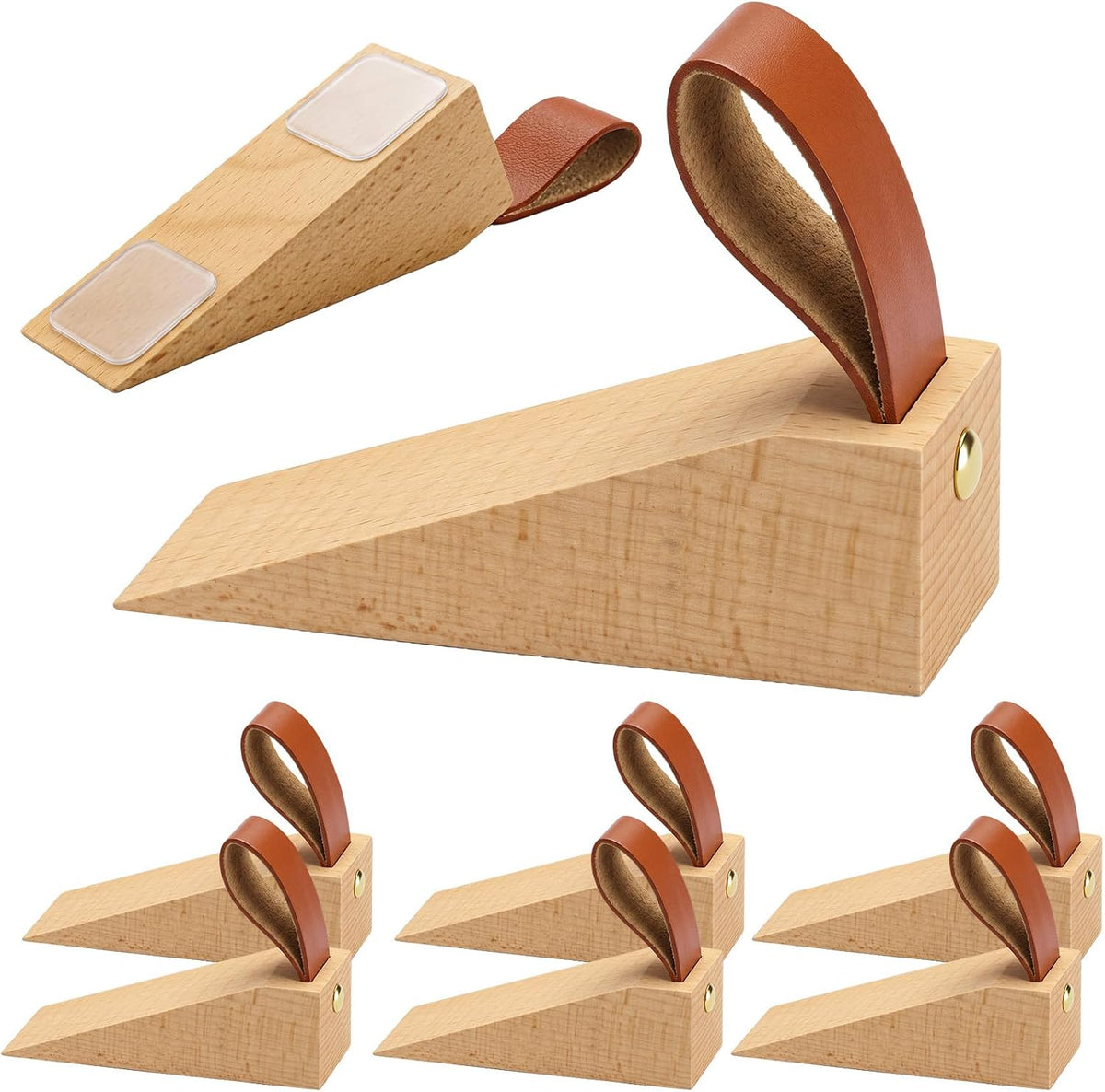 6 Pack Wooden Door Stopper Wedge Fit for Door Bottom Seam