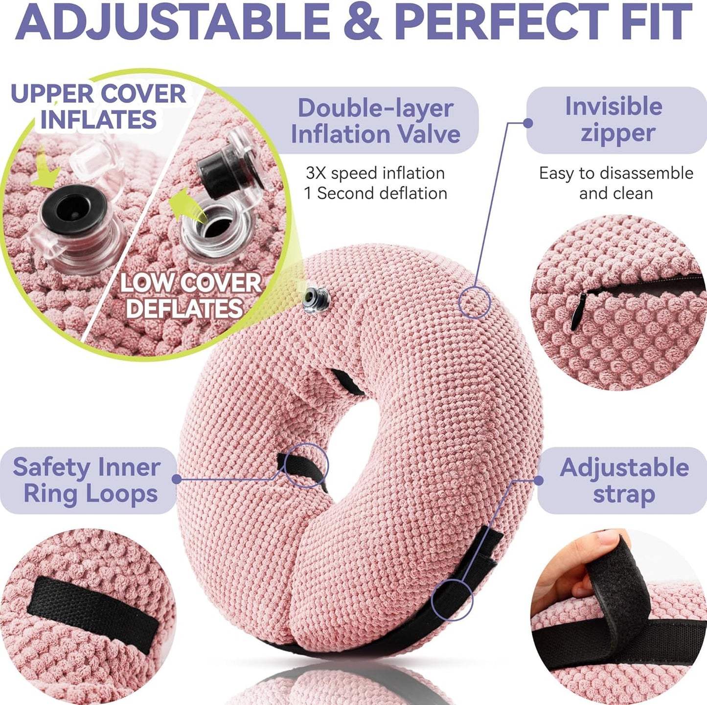 Loflaze Soft Inflatable Dog Cone for Large Medium Small Dogs Cats - Neck Donut, E Collar Alternatives for Recovery