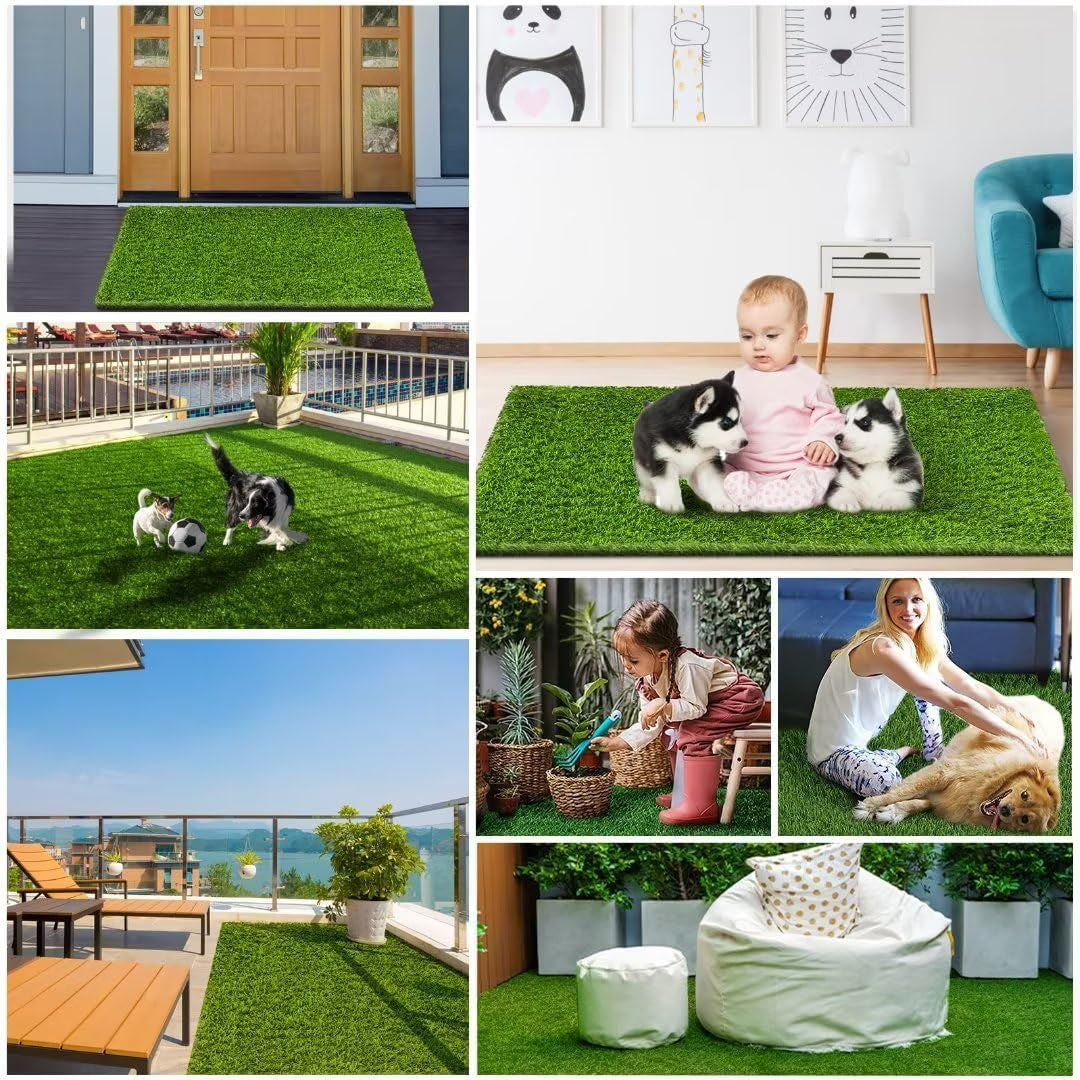 Coozero Artificial Grass, 47.3"X31.5" Professional Dog Grass Mat, Potty Training Rug and Replacement Turf Outdoor Rug Patio Lawn Decoration, Easy to Clean with Drainage Holes(47.3X31.5 Inches)