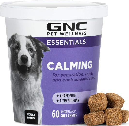 GNC Pets Essentials Calming Soft Chews for Dogs, Bacon Flavor, 60 Count