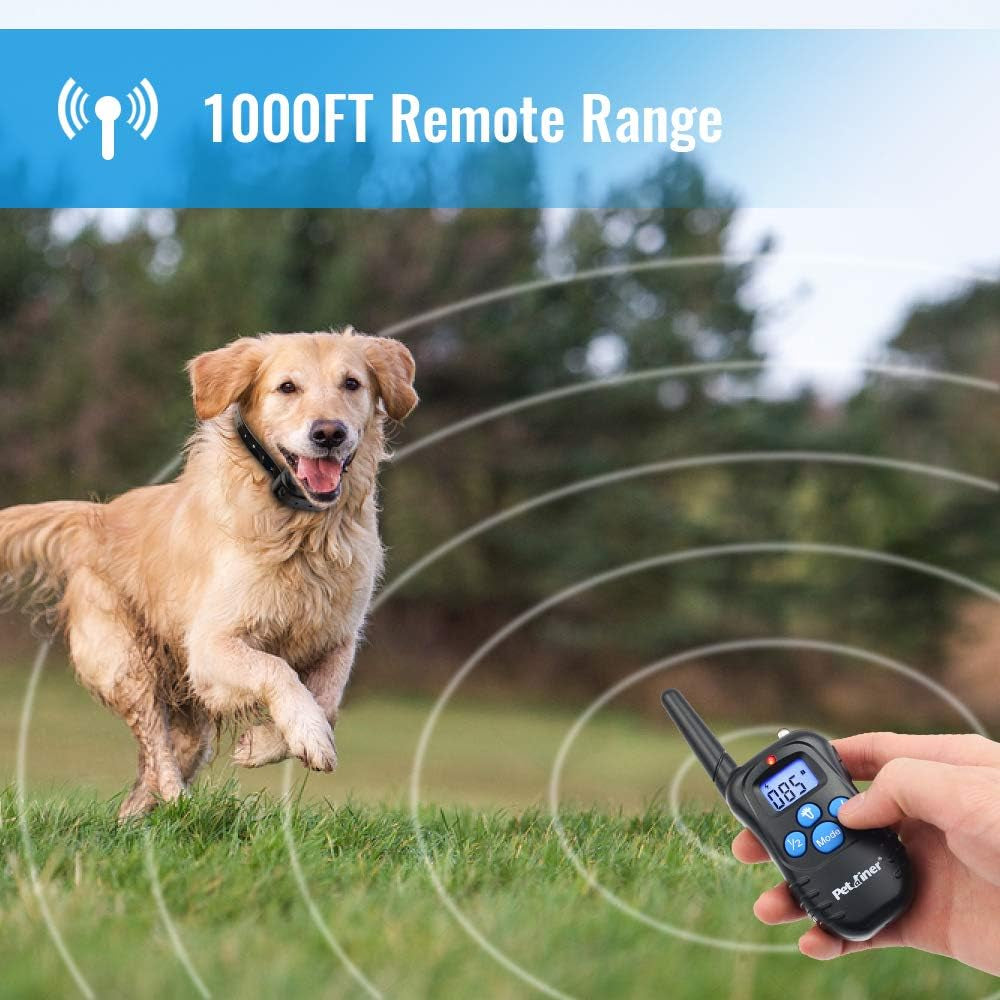 Petrainer Training Collar for Dogs - Waterproof Rechargeable Dog Training E-Collar with 3 Safe Correction Remote Training Modes, Static, Vibration, Beep for Dogs Small, Medium, Large