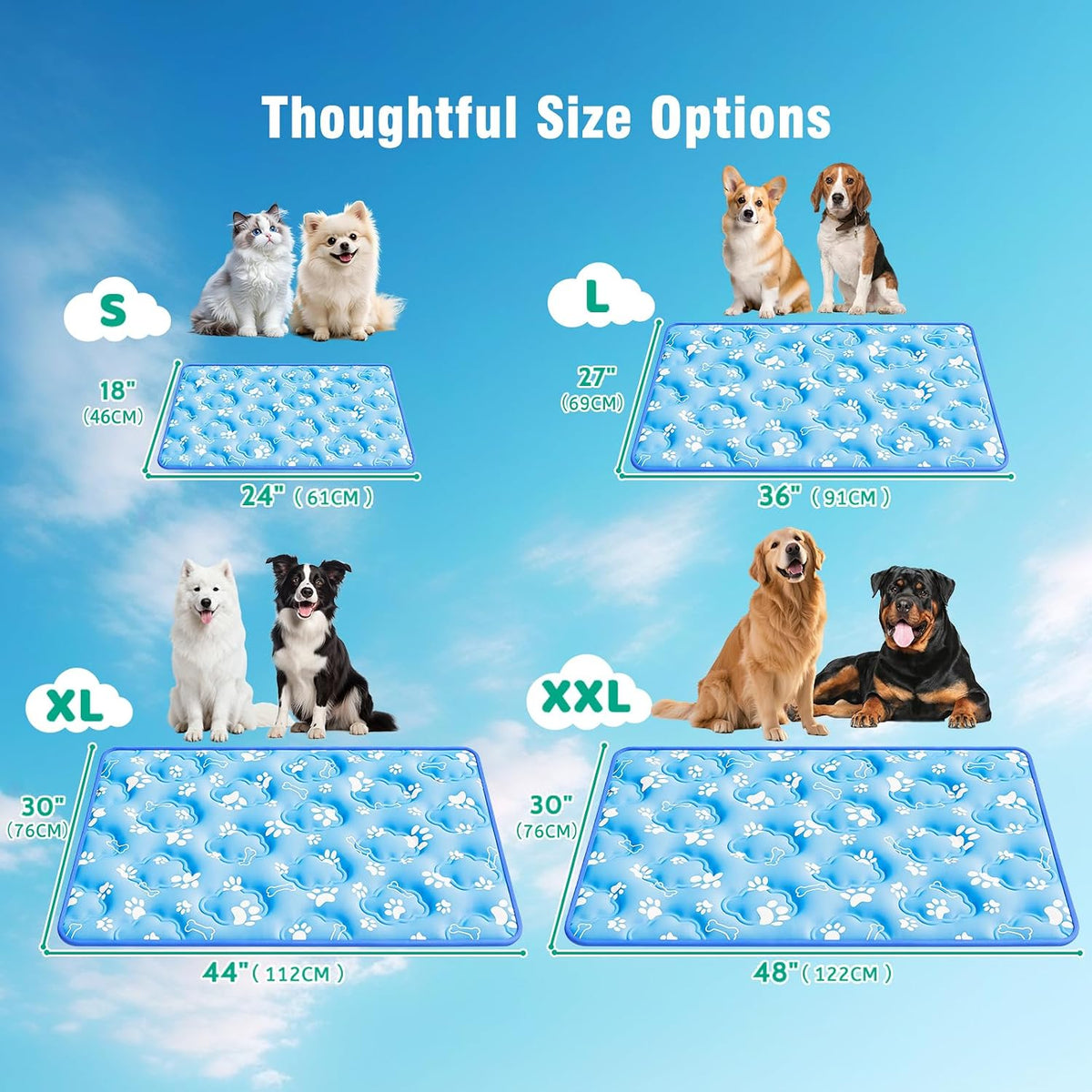 Dog Cooling Mat, Extra Large Cooling Dog Bed Mat for Indoor & Outdoor, Q-Max>0.5, Machine Washable Non-Toxic Portable Pet Cooling Pad for Kennel, Crate, Car - XL(44" X 30") - Blue