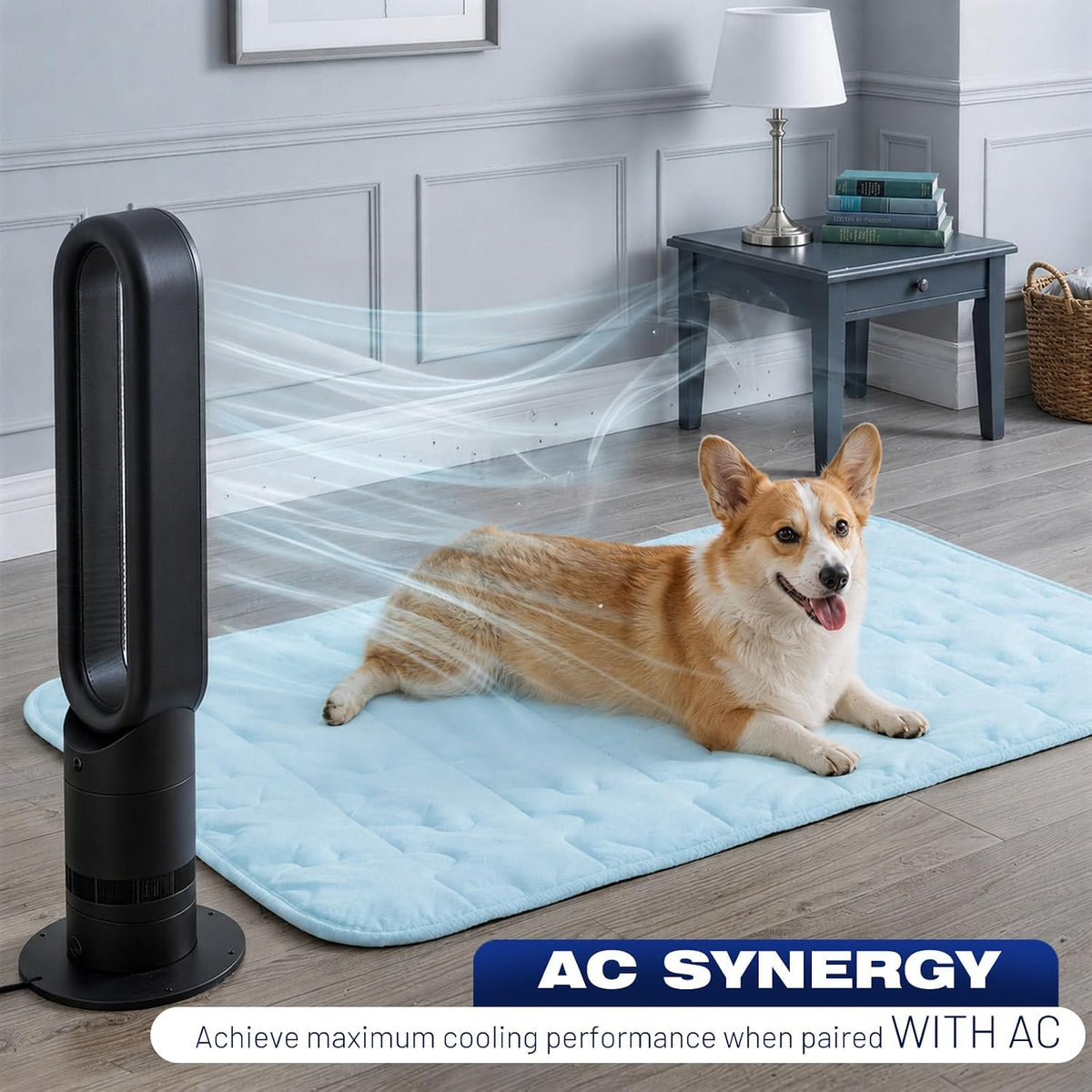 Cooling Dog Mat X-Large, Breathable 3D Mesh No-Gel Pad, Blue