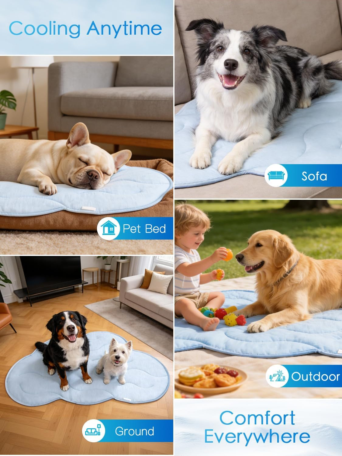 BECEMURU Cooling Mat for Dogs, Q-MAX＞0.46 Thickened Breathable Cold Pad