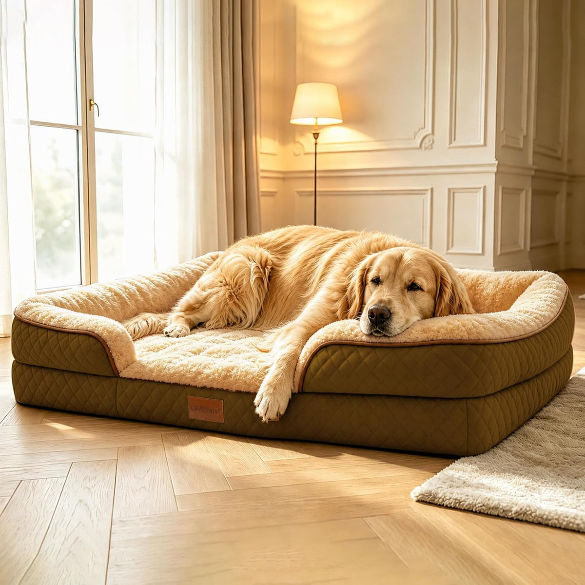 Dog Bed with Reusable Potty Pad - 37.4"X28"X6.7" Brown