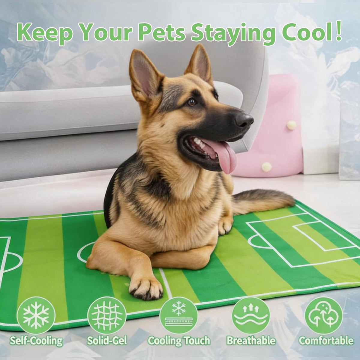 FIFA Dog Cooling Mat, Cooling Blanket for Dogs,Washable, S